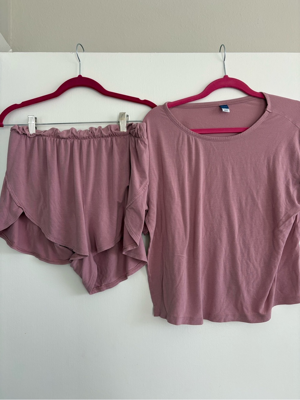 Old Navy Dusty Rose Two-Piece Pajama Set - Top & Flutter Shorts
